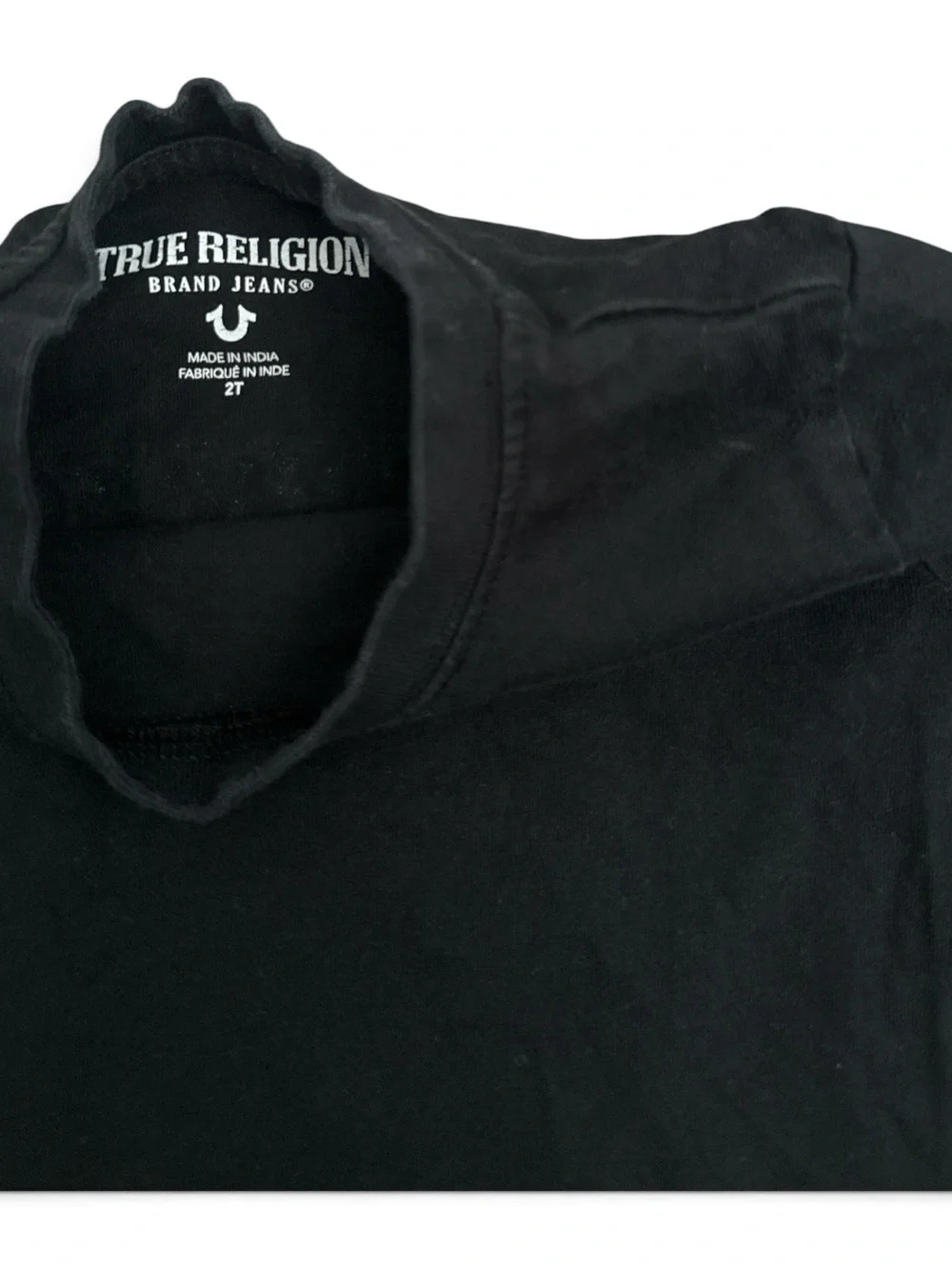 True Religion Kids Black Long Sleeve Tee with Red-Outlined Logo